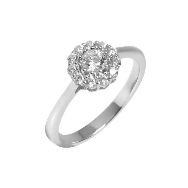 Damenring mit 12 Zirkonia Silber 925/000 rhodiniert