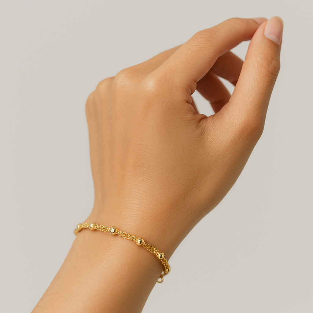 Elegantes Damenarmband, Sterlingsilber 925 vergoldet (18 K) – 4 mm, Länge 19 cm