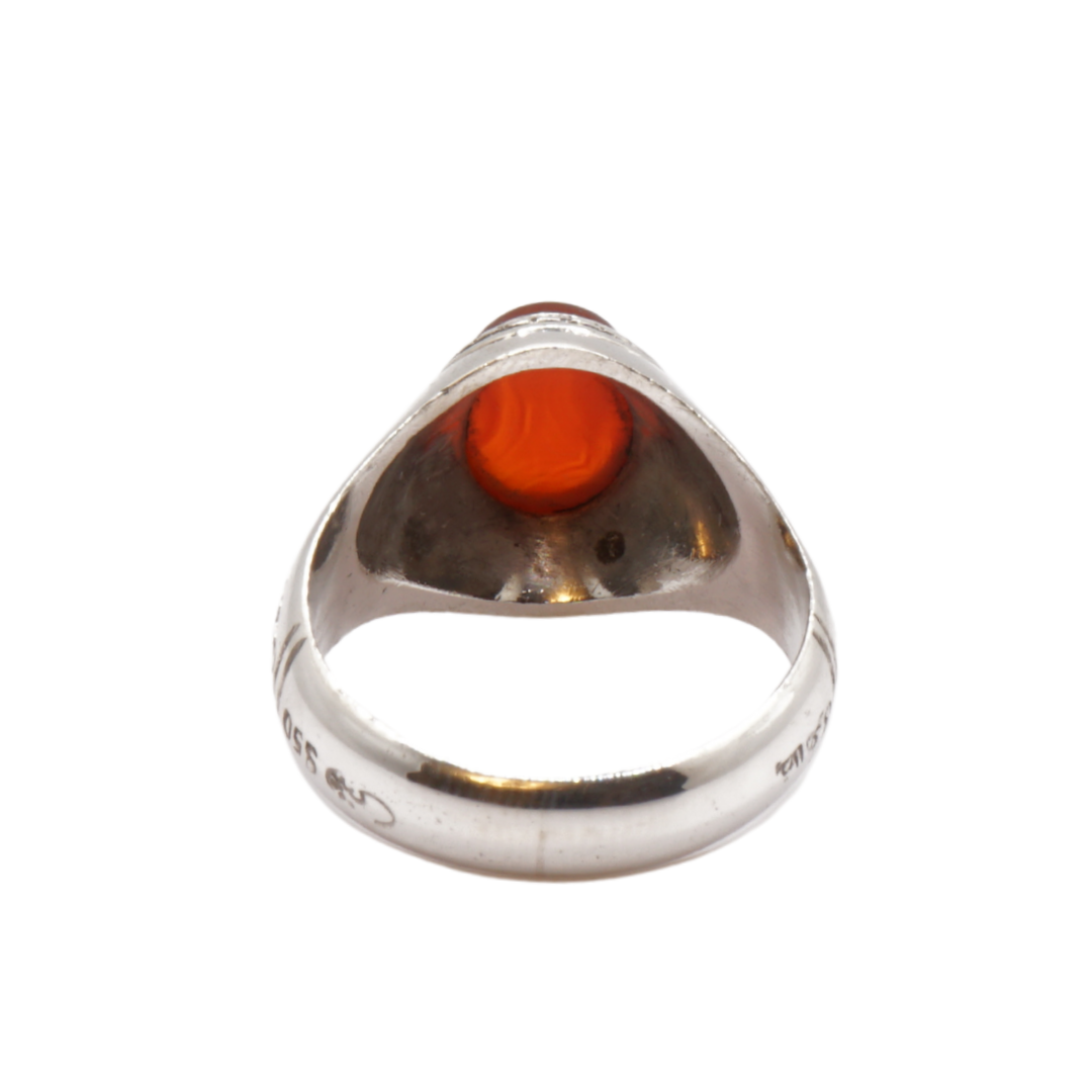 950 Silber Herren Aqeeq Ring Yamani - Jemen-Achat - Handarbeit - Massiv