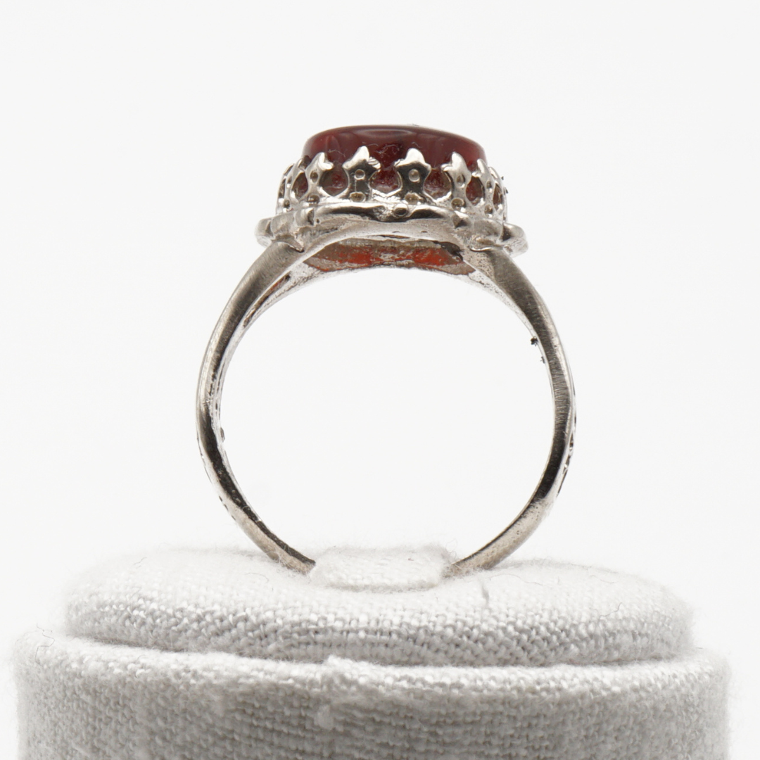 925 Silber Herrenring mit echtem Jemen Achat - Aqeeq Yamani