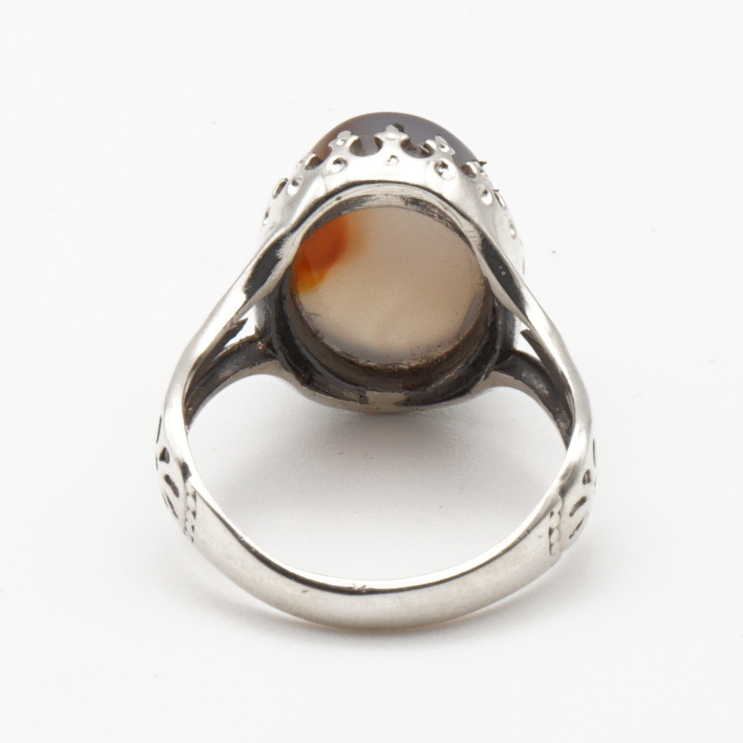 925 Silber Herrenring mit echtem Jemen Achat - Aqeeq Yamani