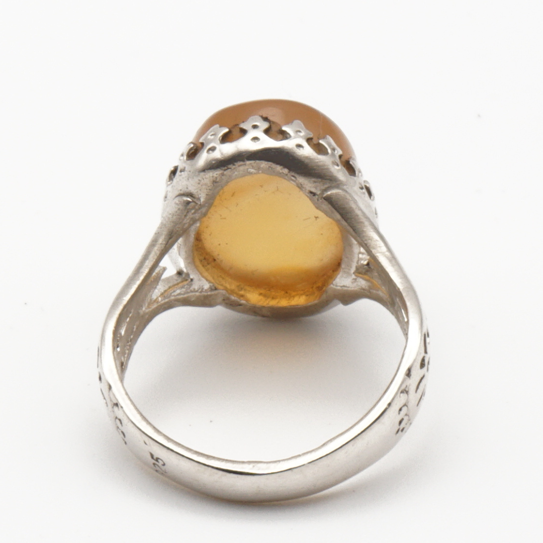 925 Silber Herrenring mit echtem Jemen Achat - Aqeeq Yamani