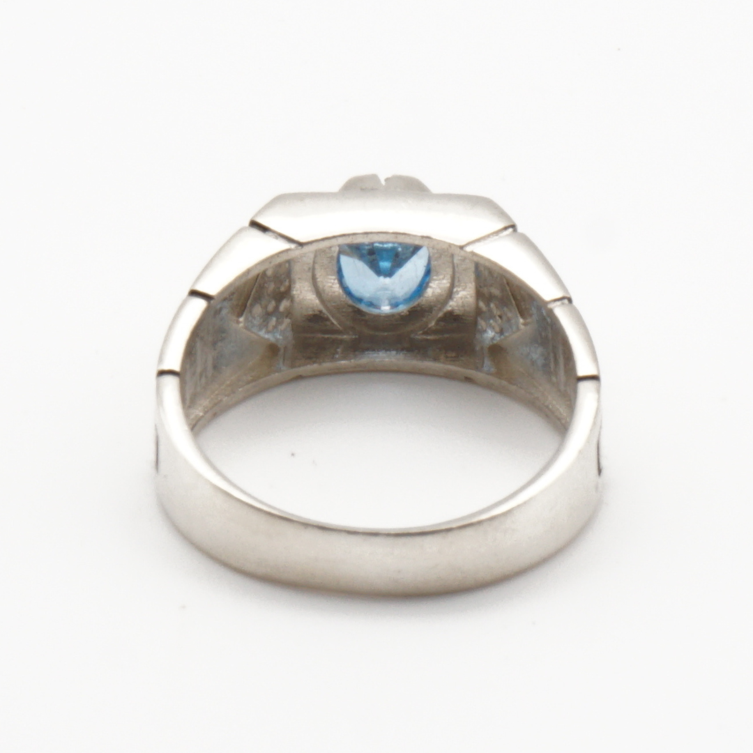 925 Silber Herrenring mit echtem Blautopas