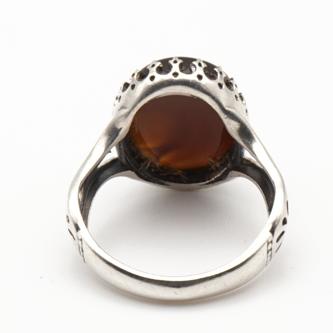 925 Silber Herrenring mit echtem Jemen Achat - Aqeeq Yamani