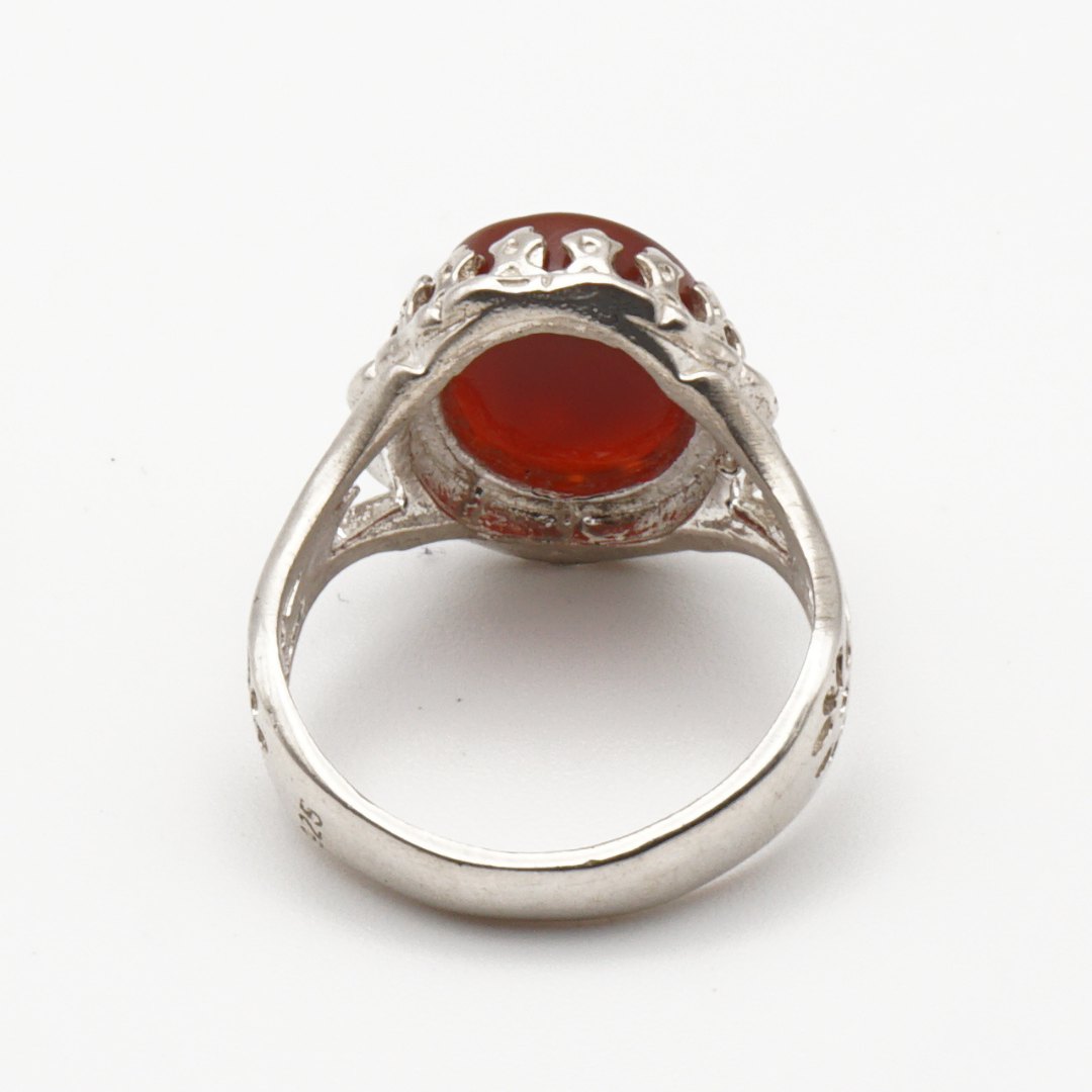 925 Silber Herrenring mit echtem Jemen Achat - Aqeeq Yamani