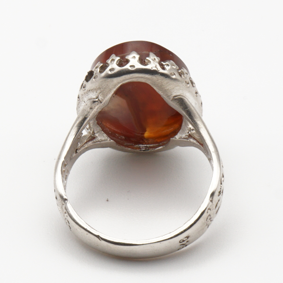 925 Silber Herrenring mit echtem Jemen Achat - Aqeeq Yamani