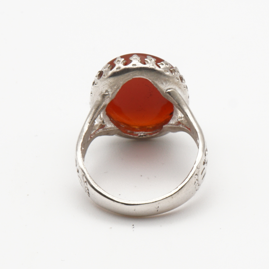 925 Silber Herrenring mit echtem Jemen Achat - Aqeeq Yamani