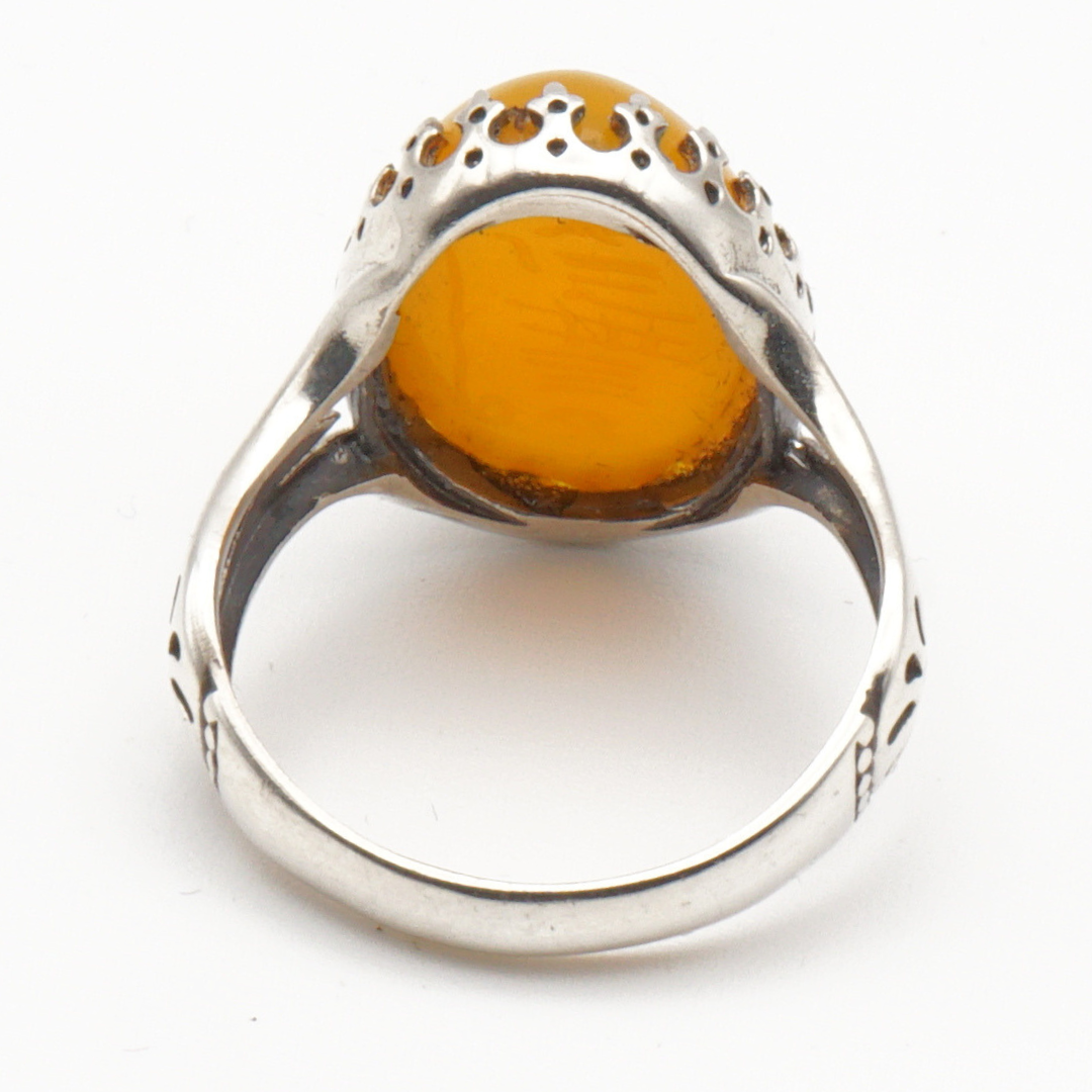 925 Silber Herrenring mit echtem Jemen Achat - Aqeeq Yamani Sharaf al Shams