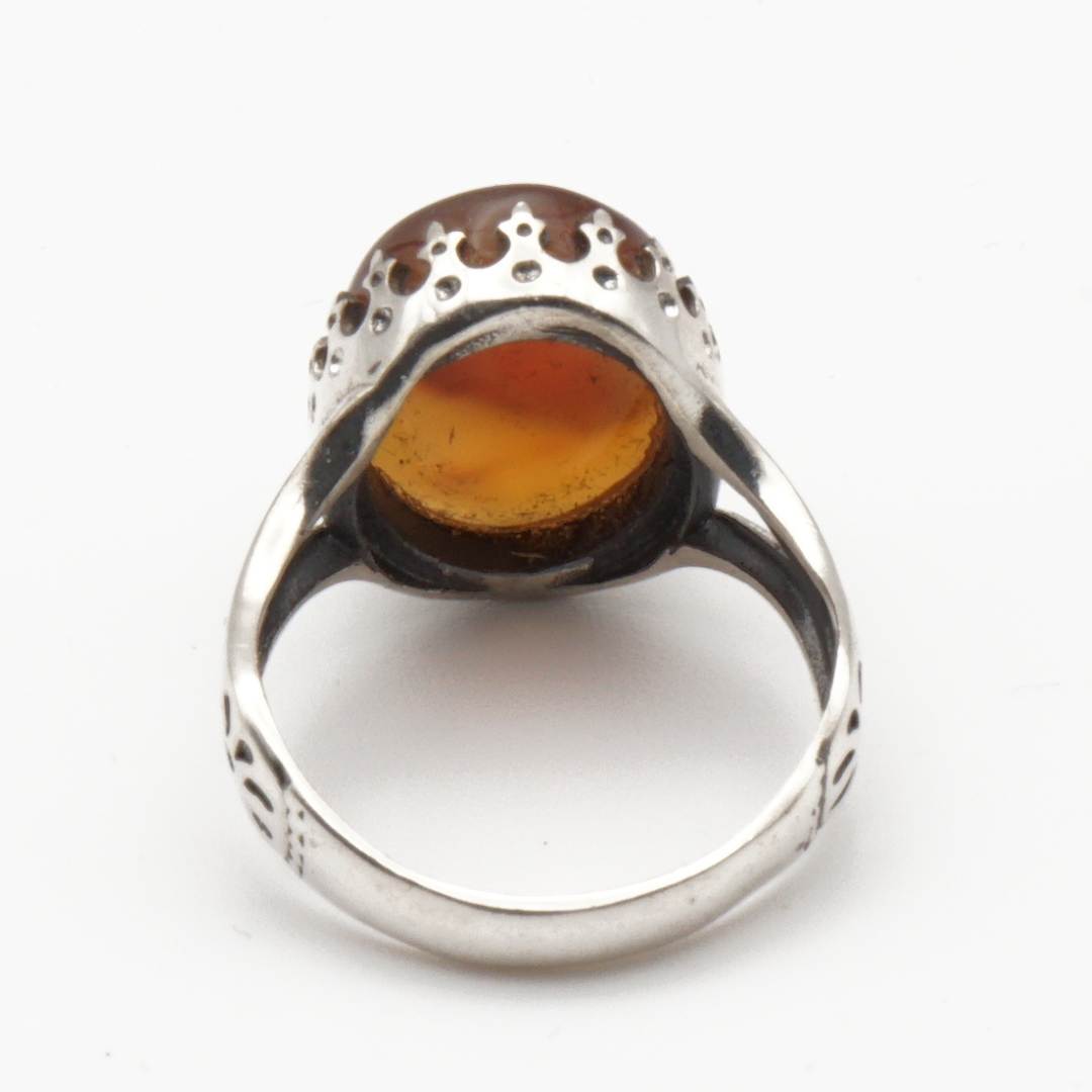 925 Silber Herrenring mit echtem Jemen Achat - Aqeeq Yamani