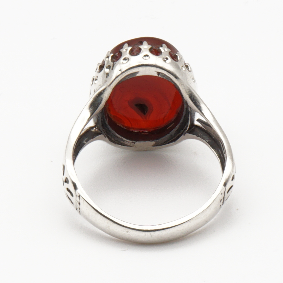 925 Silber Herrenring mit echtem Jemen Achat - Aqeeq Yamani