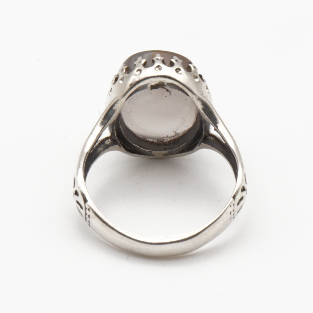 925 Silber Herrenring mit echtem Jemen Achat - Aqeeq Yamani
