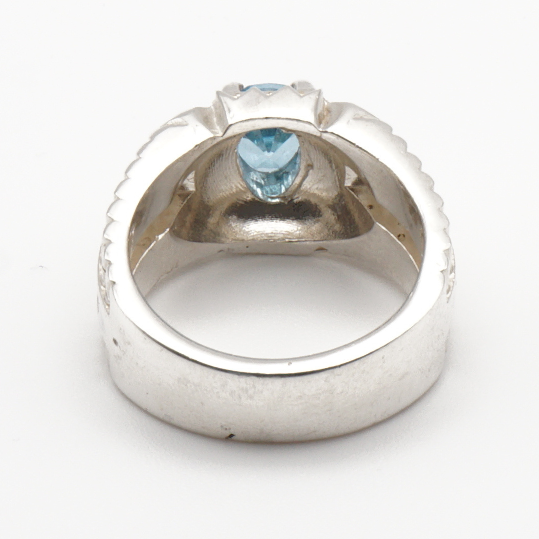 925 Silber Herrenring mit echtem Blautopas - Handarbeit - Premiumqualität
