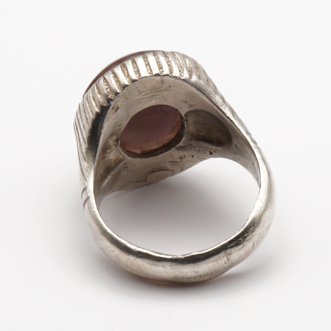 925 Silber Herrenring mit Jemen Achat - Aqeeq Yamani Handarbeit - Premium
