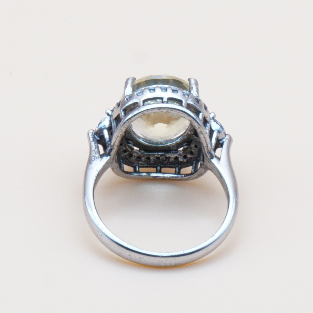 925 Damen Ring mit echtem Lemonquarz
