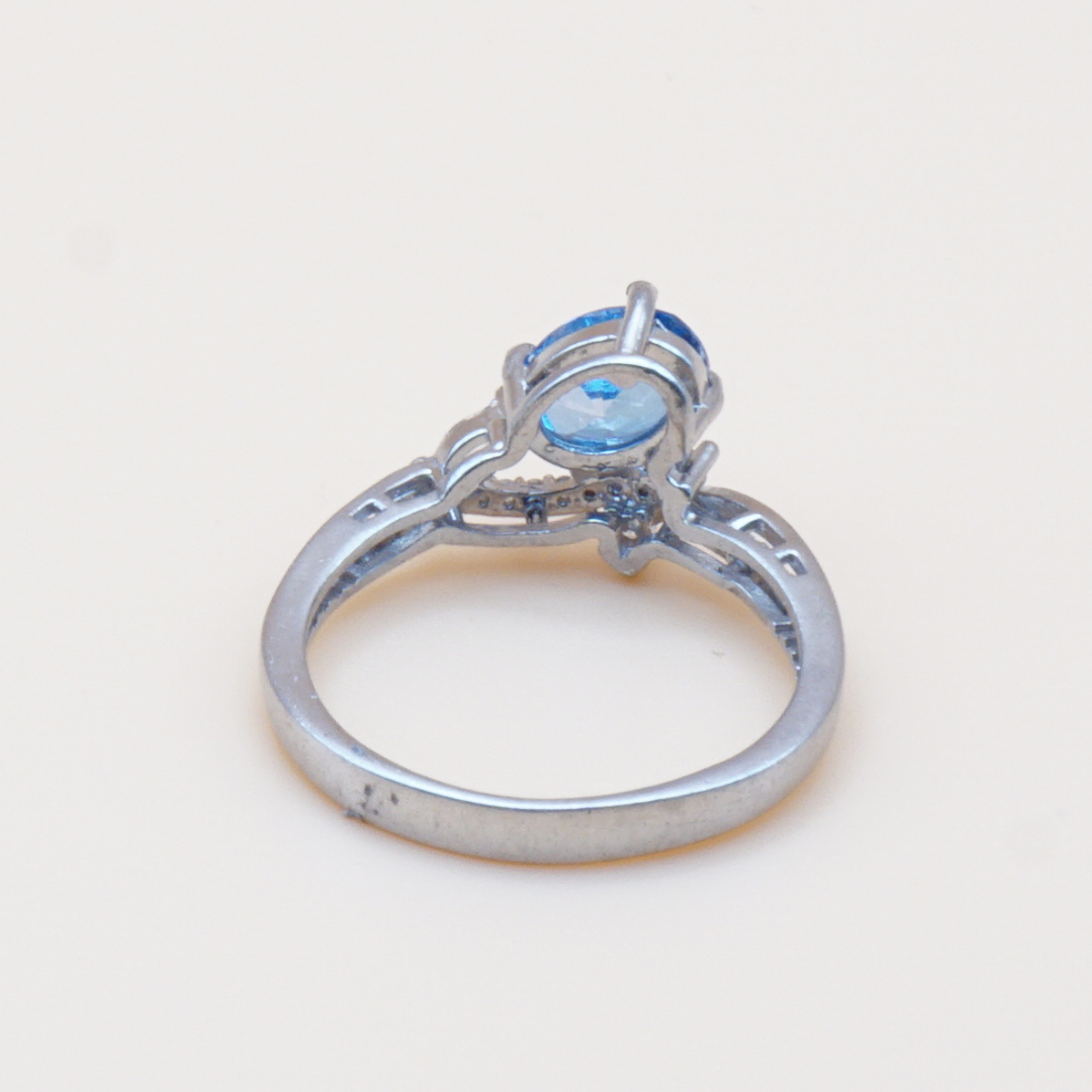 925 Silber Damen Ring mit Blautopas