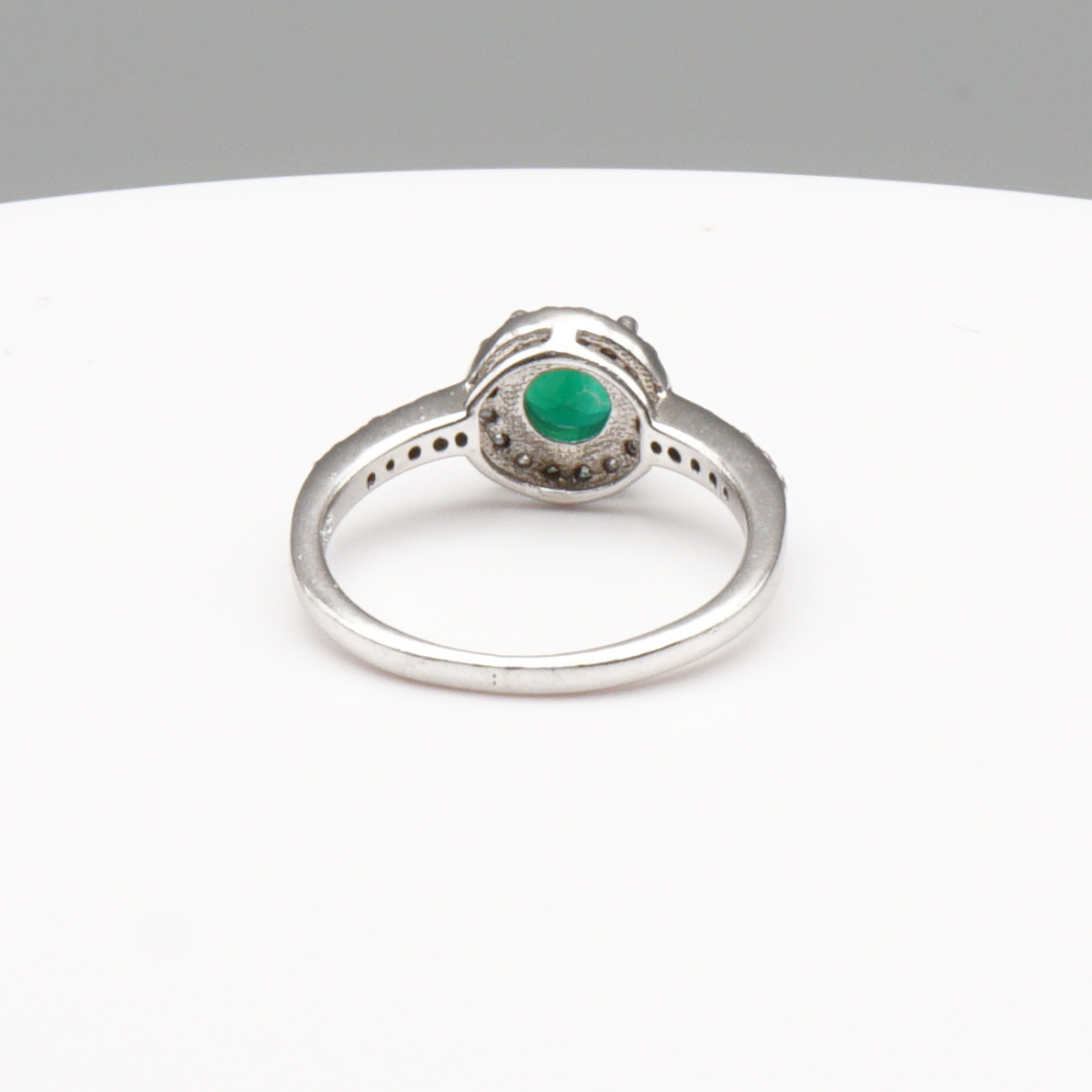 925 Silber Damen Ring mit grünem Achat - Aqeeq