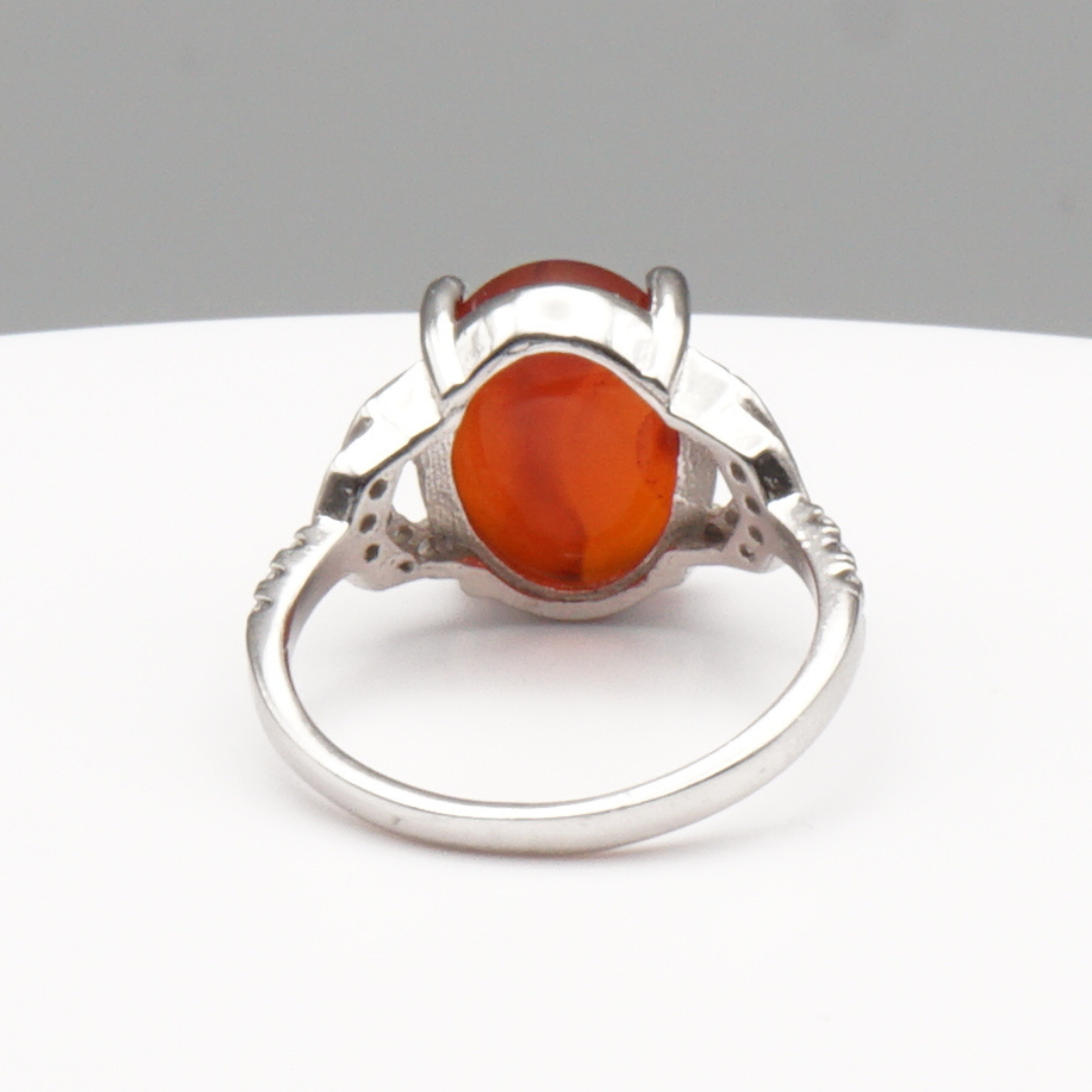 925 Silber Damen Ring mit Jemen Achat - Aqeeq Yamani