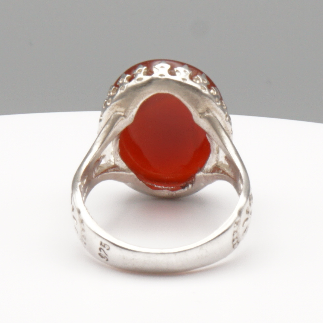 925 Silber Herrenring mit echtem Jemen Achat - Aqeeq Yamani