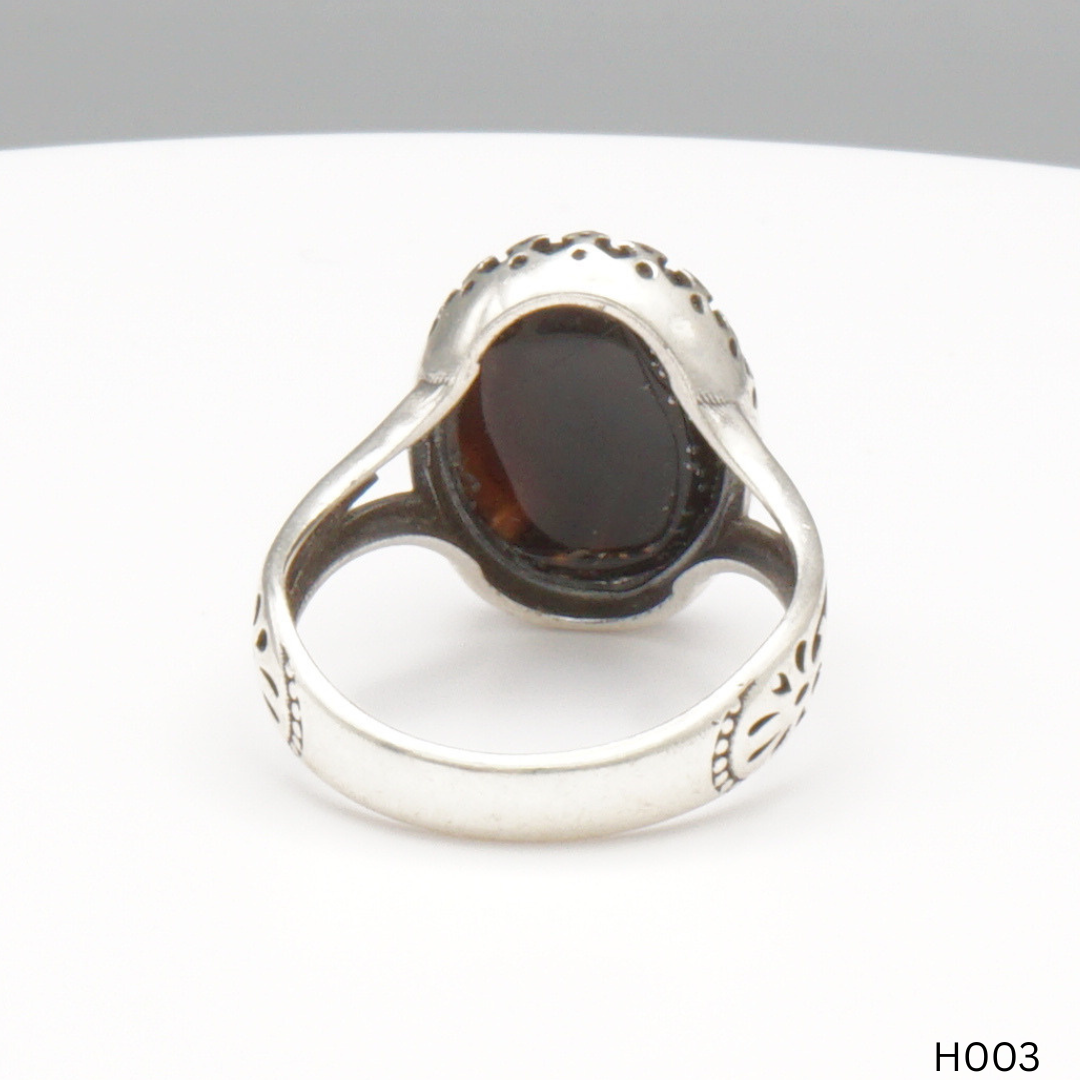 925 Silber Herrenring mit echtem Jemen Achat - Aqeeq Yamani