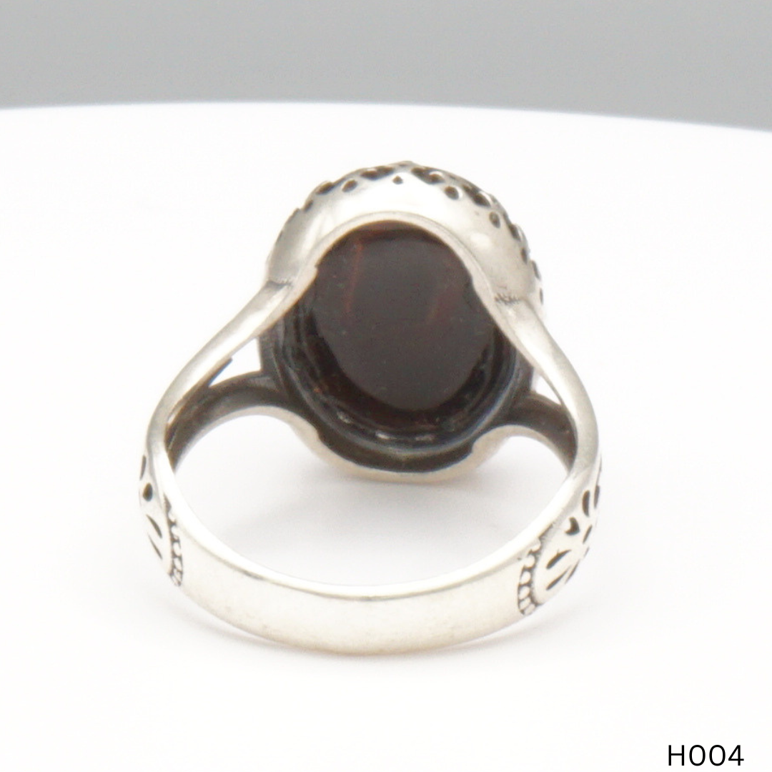 925 Silber Herrenring mit echtem Jemen Achat - Aqeeq Yamani