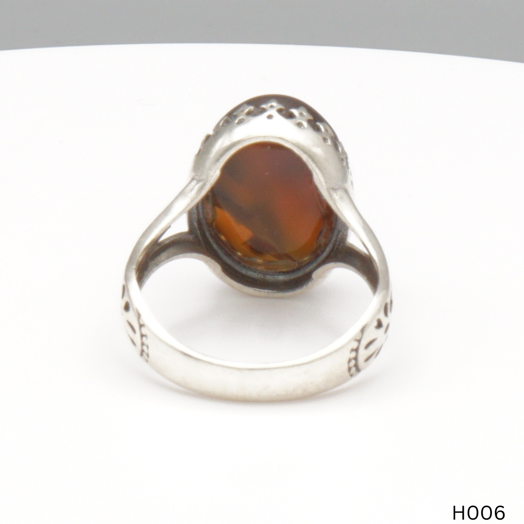 925 Silber Herrenring mit echtem Jemen Achat - Aqeeq Yamani