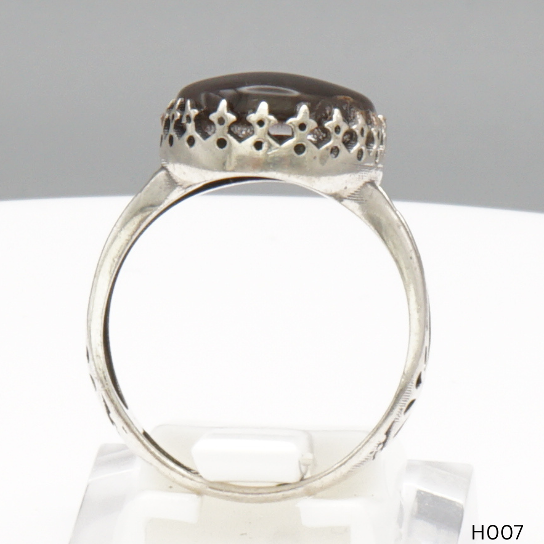 925 Silber Herrenring mit echtem Jemen Achat - Aqeeq Yamani