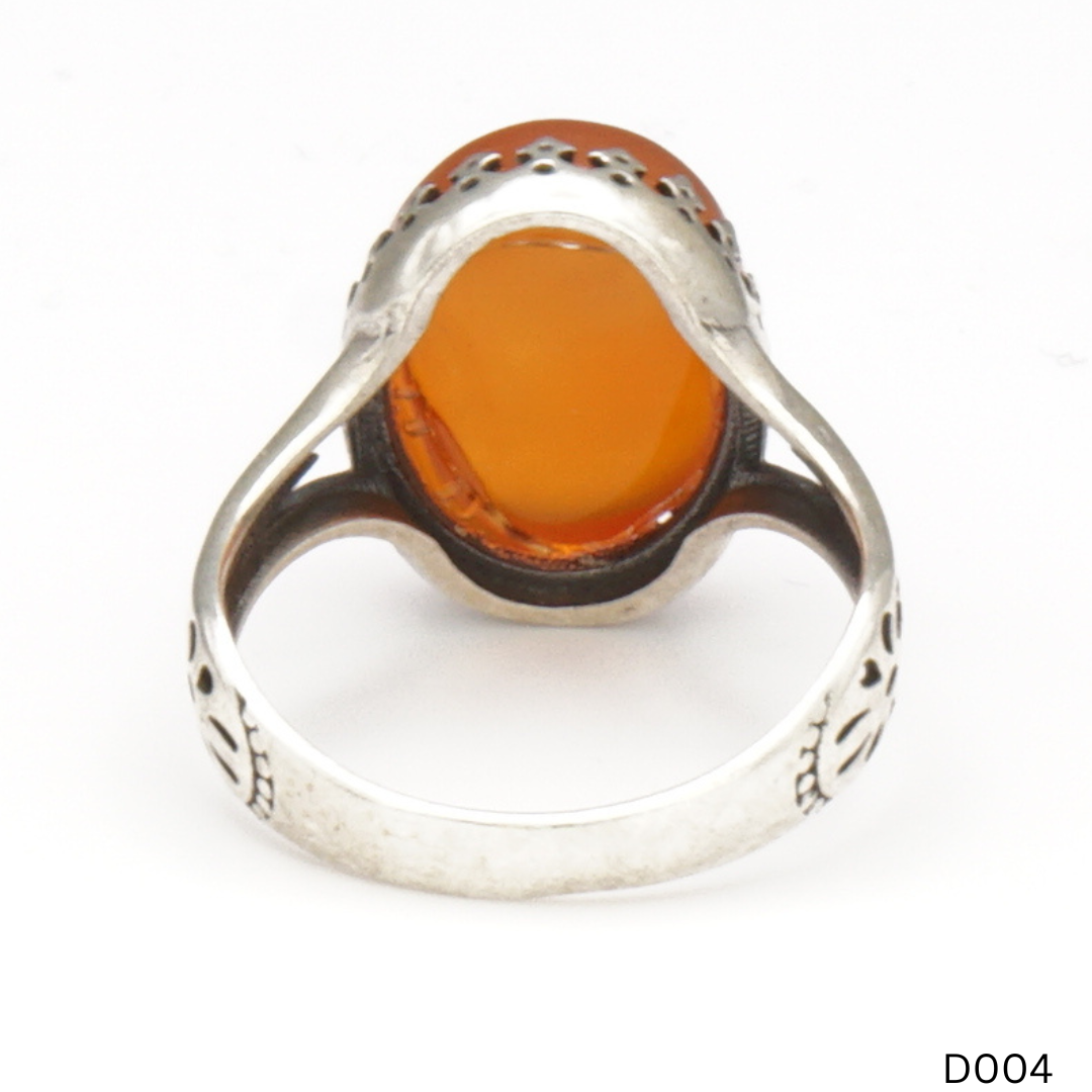925 Silber Damen Ring mit Jemen Achat - Aqeeq Yamani