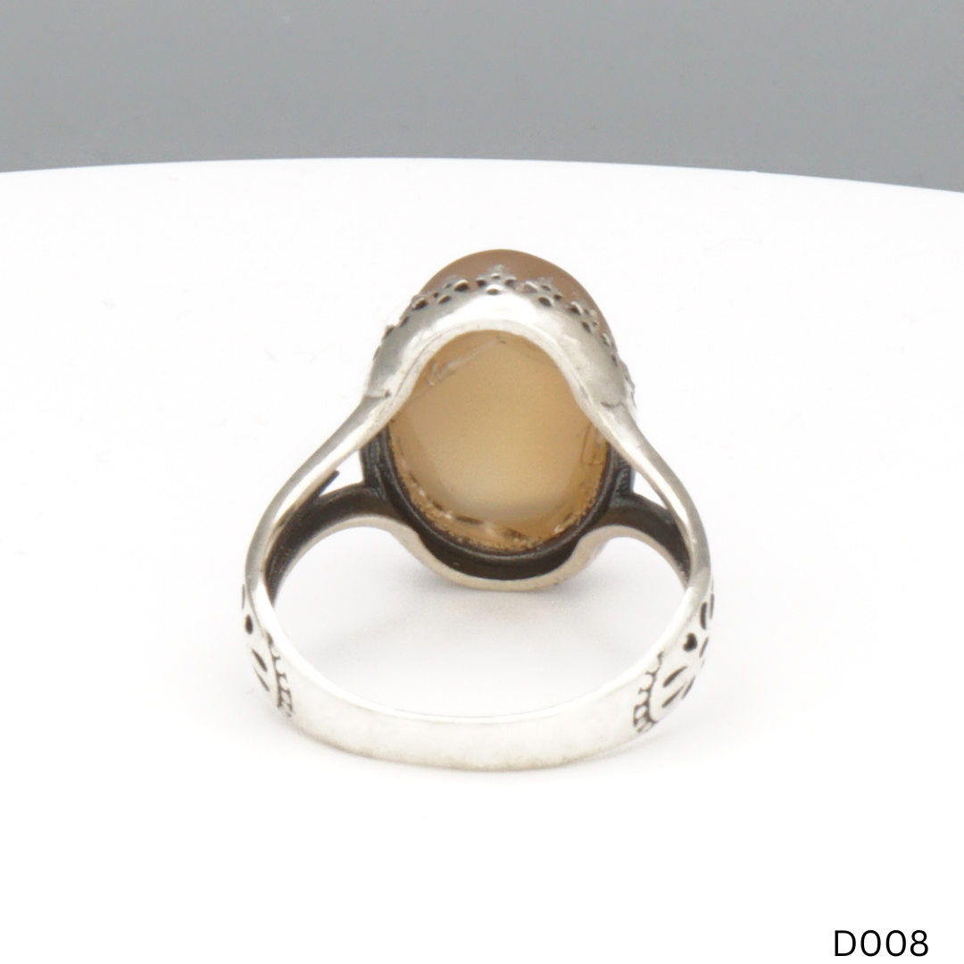 925 Silber Damen Ring mit Jemen Achat - Aqeeq Yamani