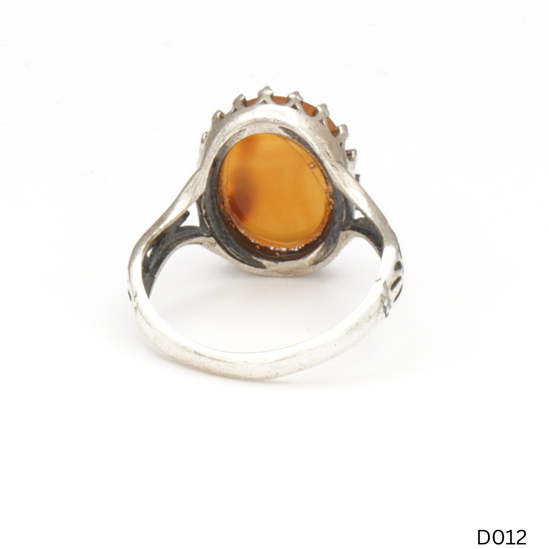 925 Silber Damen Ring mit Jemen Achat - Aqeeq Yamani