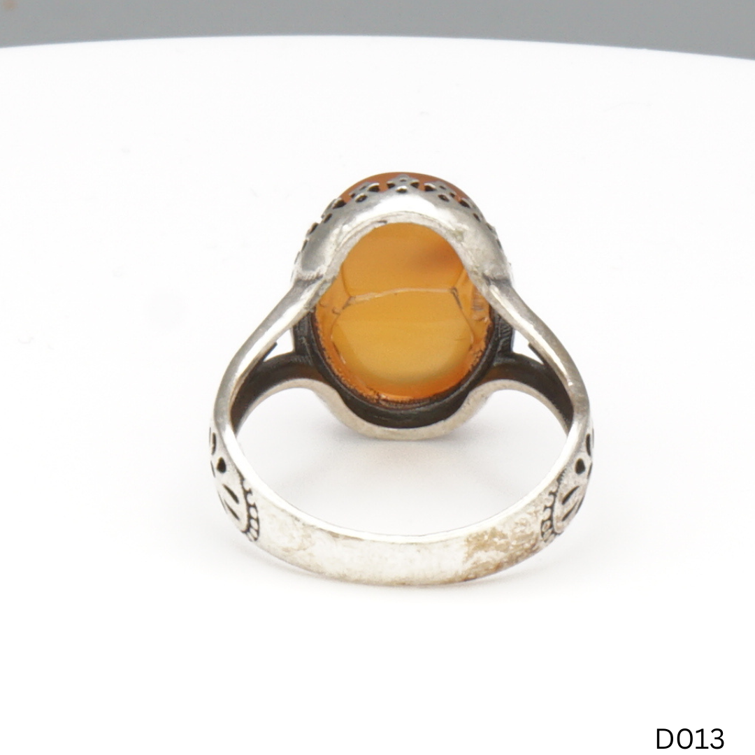 925 Silber Damen Ring mit Jemen Achat - Aqeeq Yamani