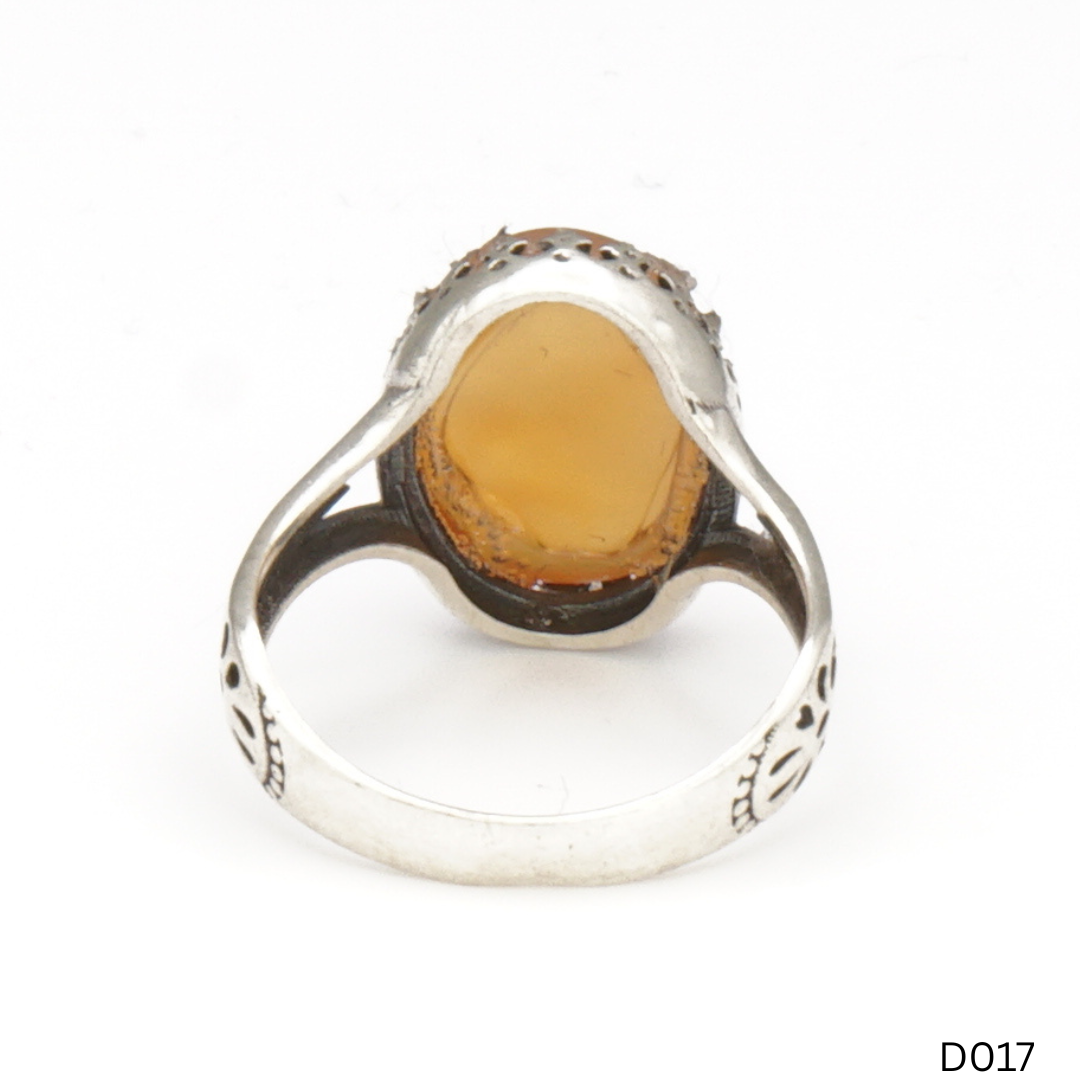 925 Silber Damen Ring mit Jemen Achat - Aqeeq Yamani