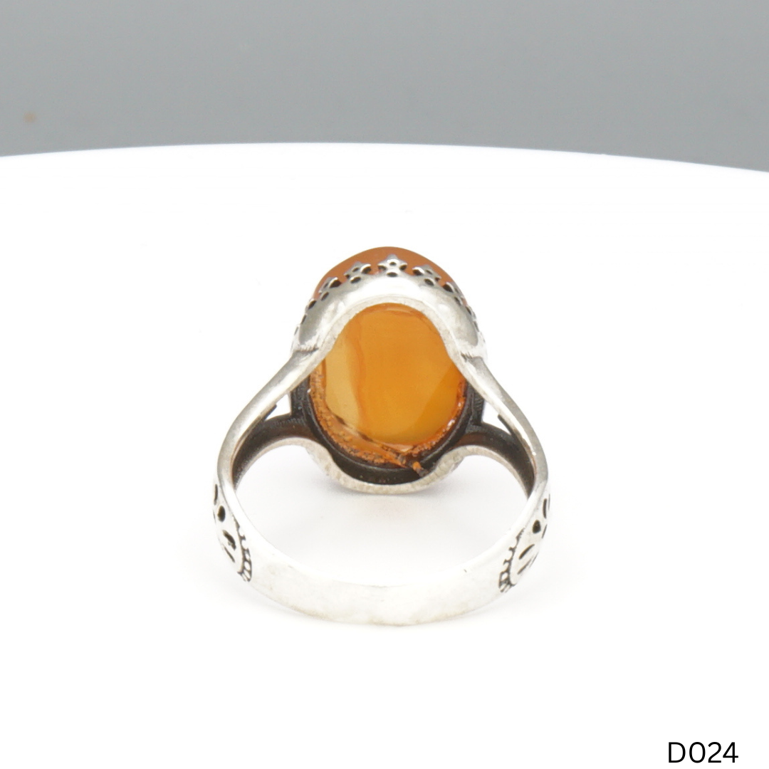 925 Silber Damen Ring mit Jemen Achat - Aqeeq Yamani