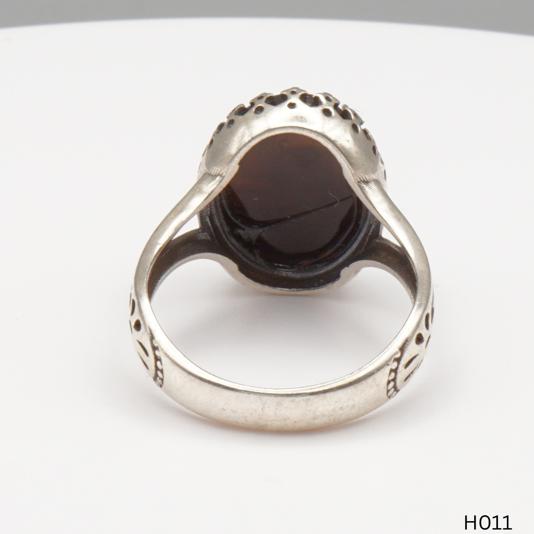 925 Silber Herrenring mit echtem Jemen Achat - Aqeeq Yamani