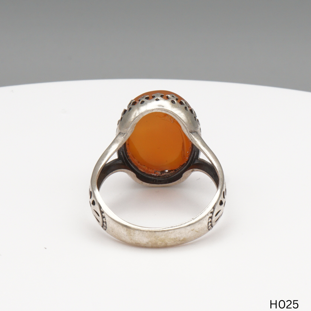 925 Silber Herrenring mit echtem Jemen Achat - Aqeeq Yamani