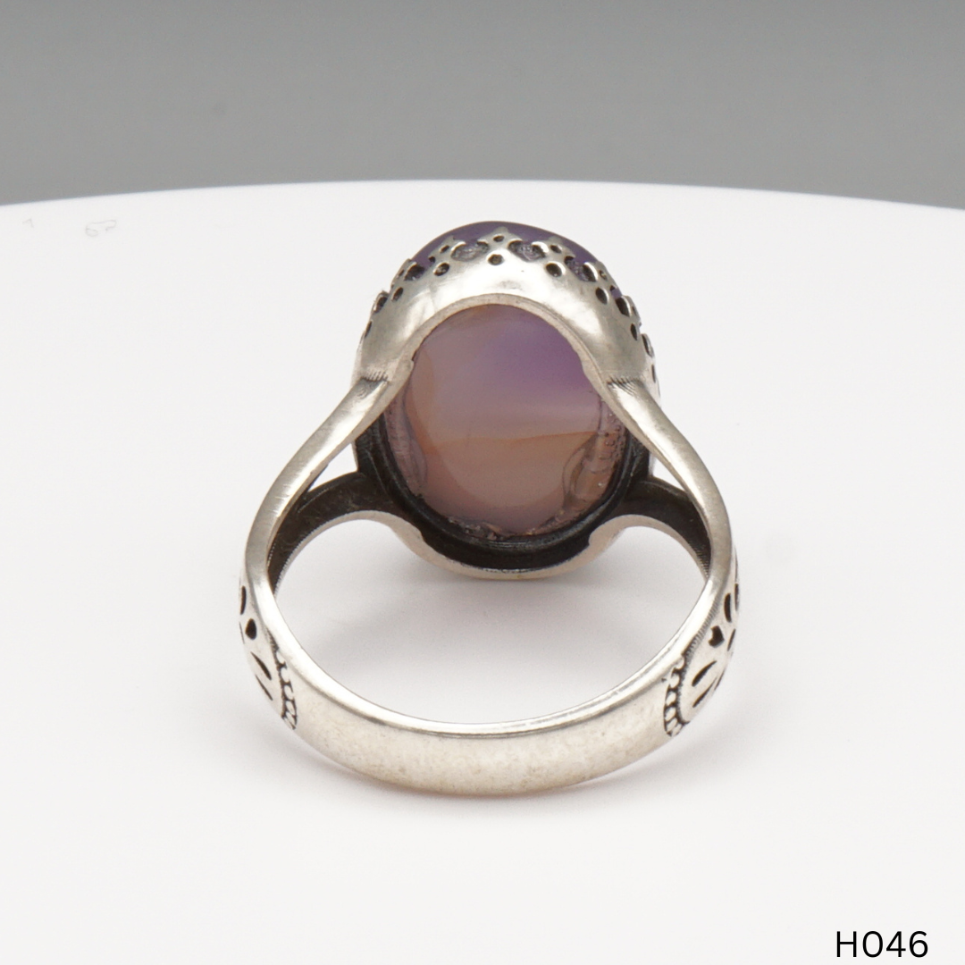 925 Silber Herrenring mit echtem Jemen Achat - Aqeeq Yamani