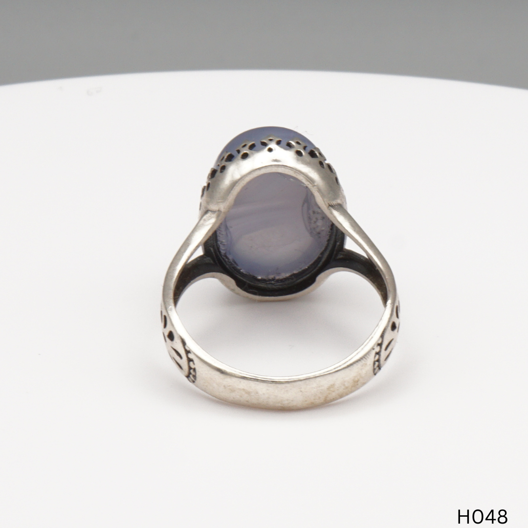 925 Silber Herrenring mit echtem Jemen Achat - Aqeeq Yamani