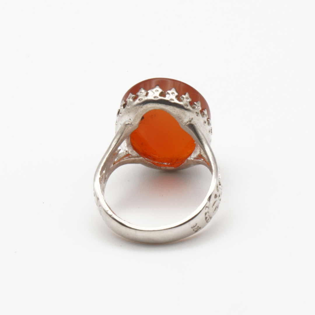 925 Silber Herrenring mit echtem Jemen Achat - Aqeeq Yamani