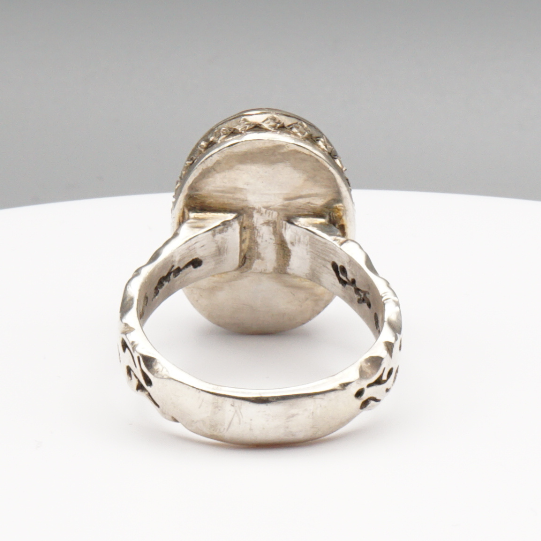 925 Silber Herren Aqeeq Ring Yamani - Jemen-Achat - Handarbeit - Massiv