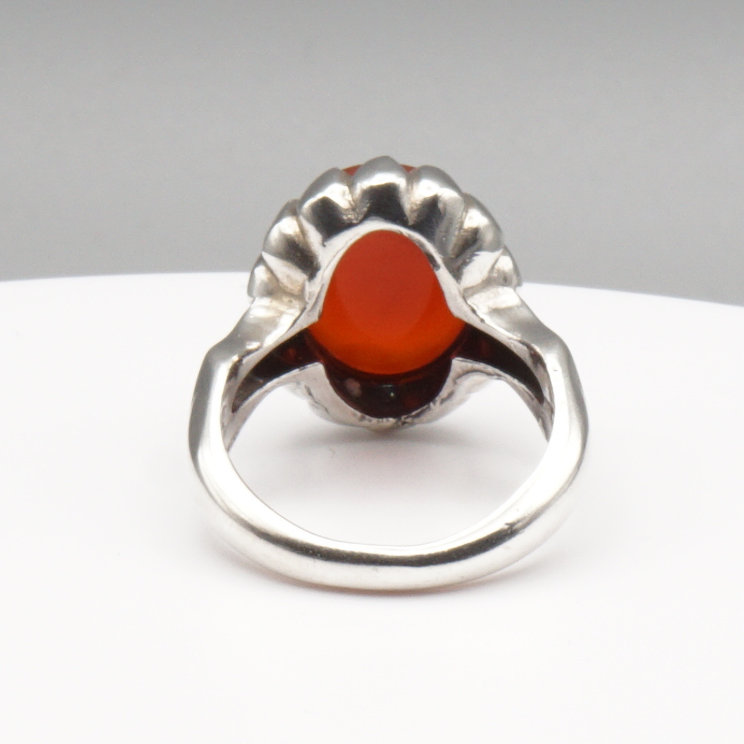 925 Silber Herren Aqeeq Ring Yamani - Jemen-Achat - Handarbeit - Massiv