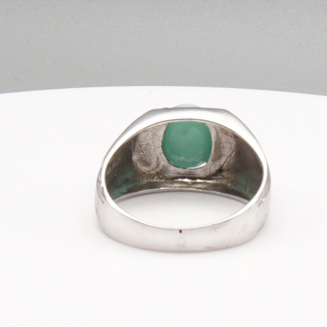 925 Silberring mit echtem grünem Beryll und 6 Zirkonia-Steinen