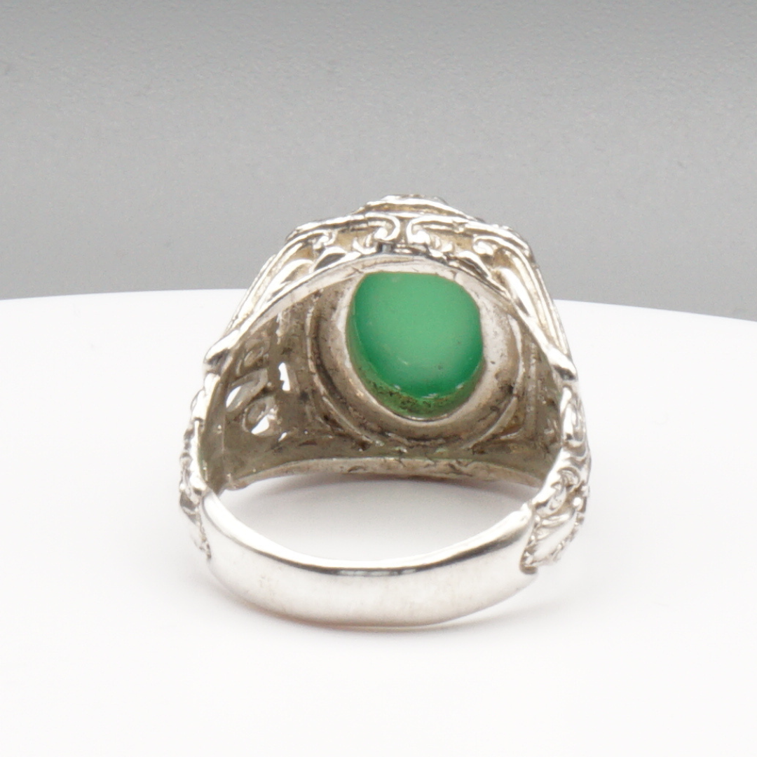 925 Silber Herren Ring mit echter Burma Jade - Aqeeq Yashum
