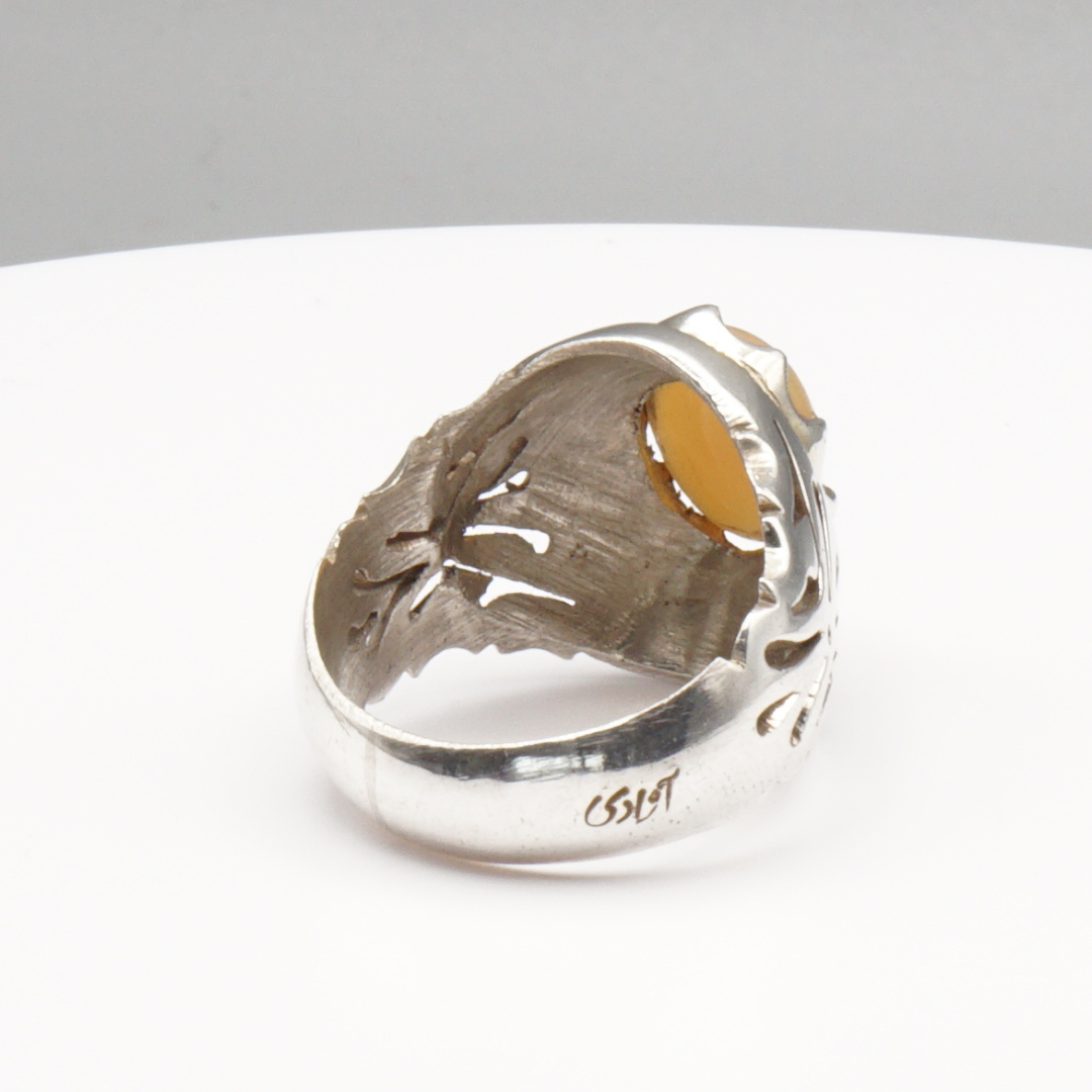 925 Silber Herrenring Opal / Edelopal - Handarbeit - Massiv