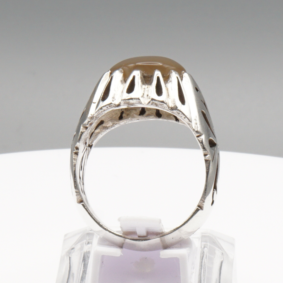 925 Silber Herren Aqeeq Ring Yamani - Jemen-Achat - Massiv