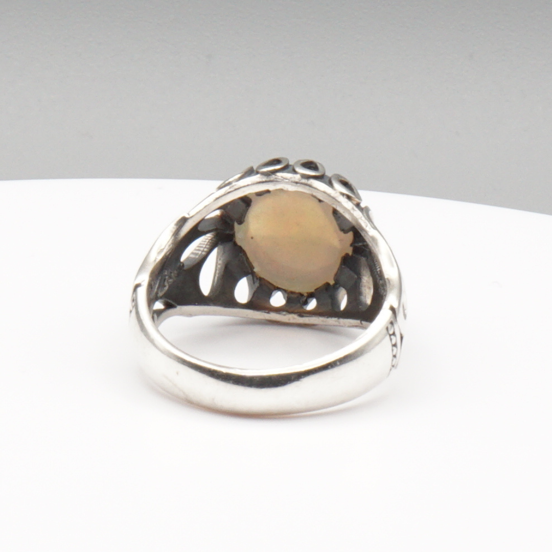 925 Silber Herrenring Welo-Opal / Edelopal - Handarbeit - Massiv