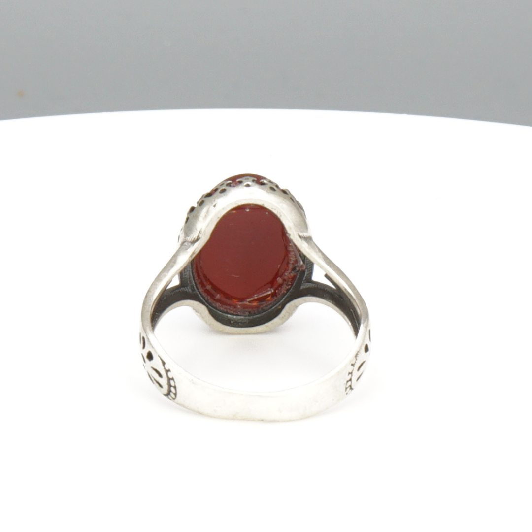 925 Silber Damen Ring mit Jemen Achat - Aqeeq Yamani