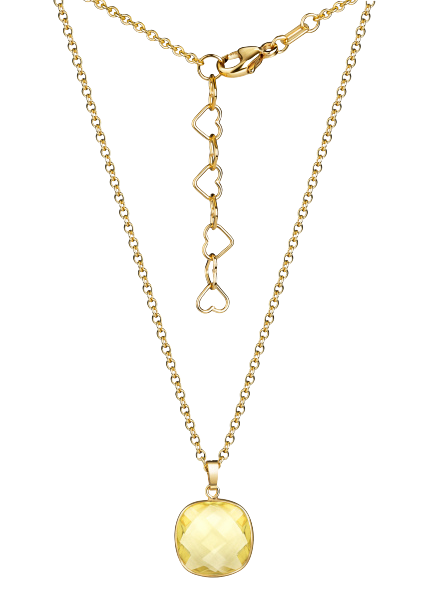 Collier mit Lemonquarz 13x13mm Silber 925/000 3 Milliemes vergoldet