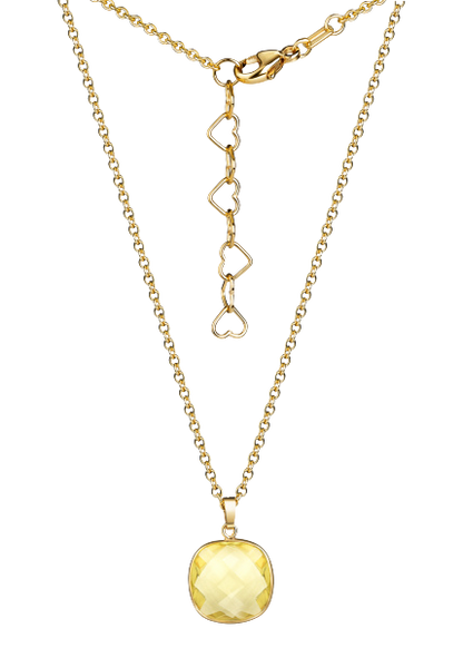 Collier mit Lemonquarz 13x13mm Silber 925/000 3 Milliemes vergoldet