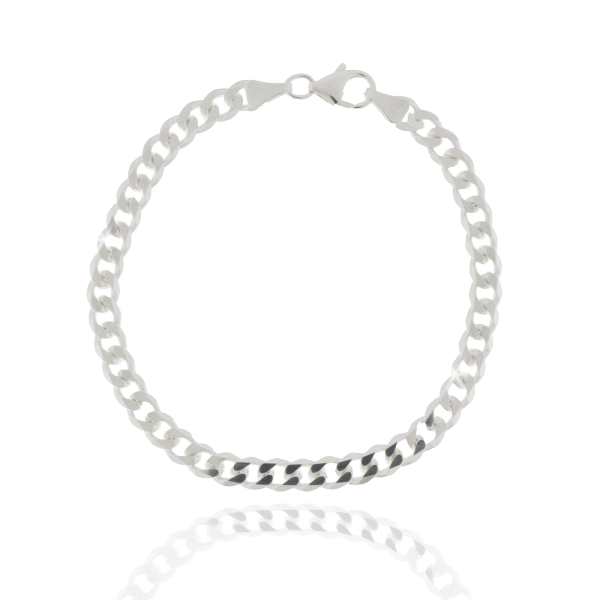 Panzerarmband 925/- Silber, facettiert, poliert, 5,5mm Breite, 21cm