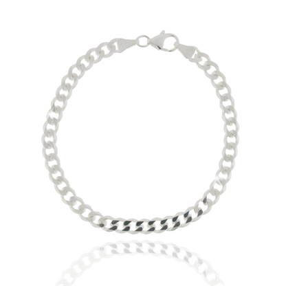 Panzerarmband 925/- Silber, facettiert, poliert, 5,5mm Breite, 21cm