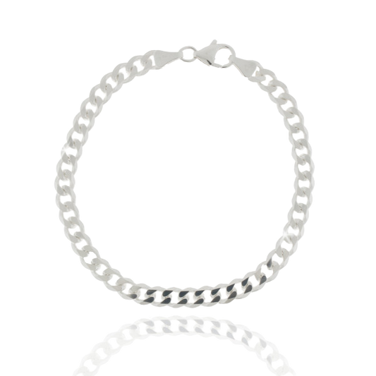 Panzerarmband 925/- Silber, facettiert, poliert, 5,5mm Breite, 21cm